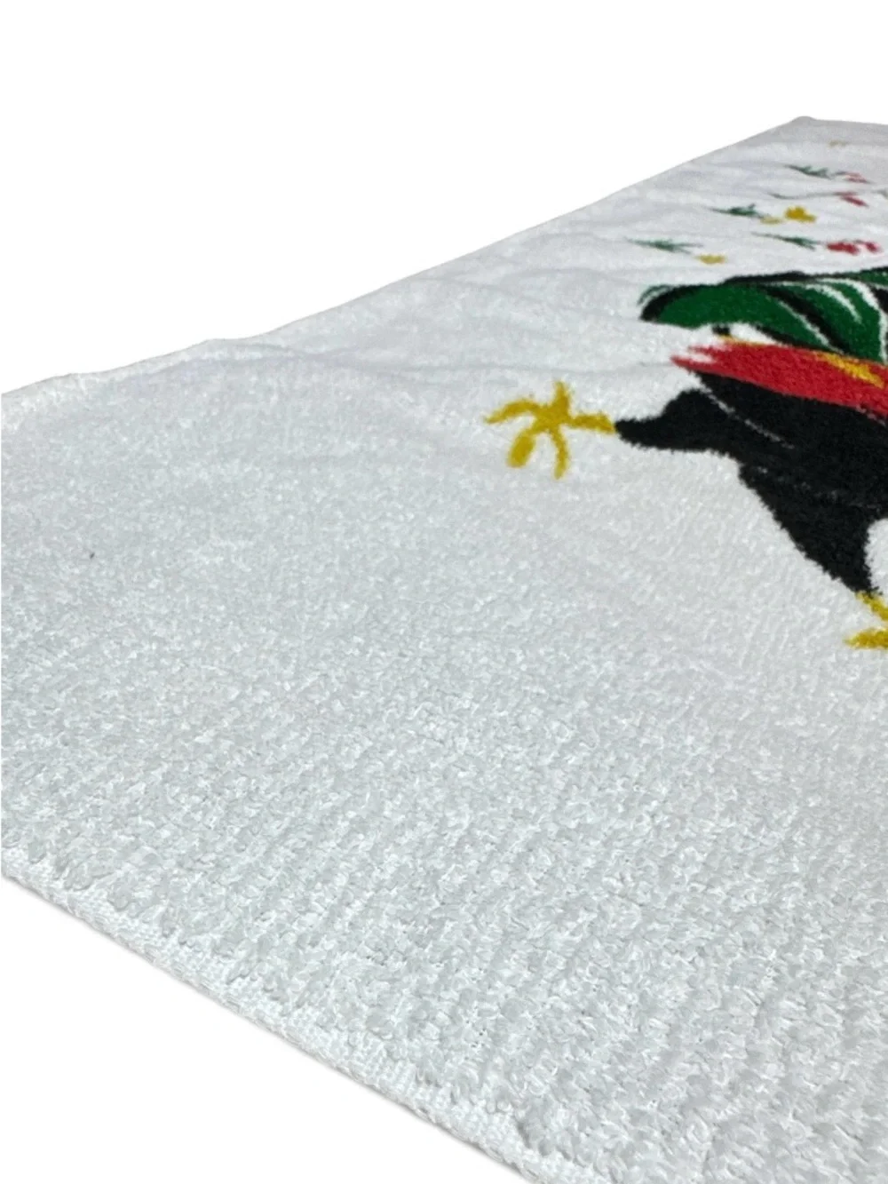 Vintage 1940s 50s Terrycloth Rooster Novelty Print Square Tablecloth 48x53”